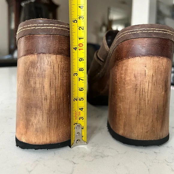 Vintage Y2K Candie’s Leather Platform Chunky Wooden Heel Sandals - Picture 10 of 13